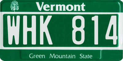 VT license plate WHK814