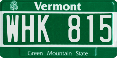 VT license plate WHK815