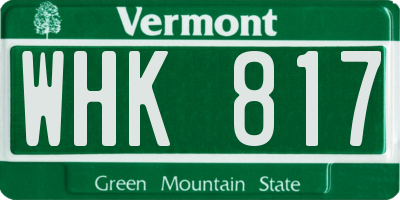 VT license plate WHK817