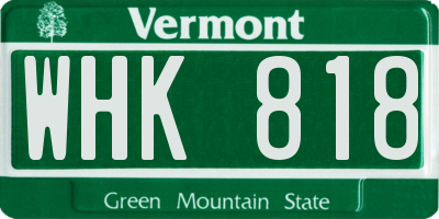 VT license plate WHK818