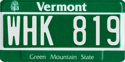 VT license plate WHK819