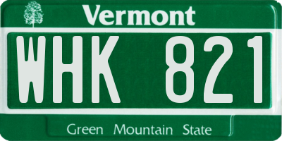 VT license plate WHK821