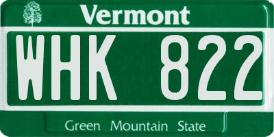 VT license plate WHK822