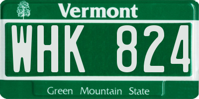 VT license plate WHK824