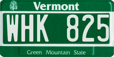 VT license plate WHK825