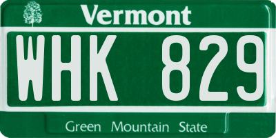 VT license plate WHK829
