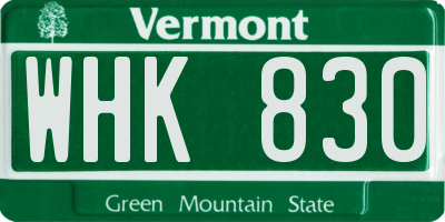 VT license plate WHK830