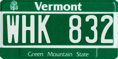 VT license plate WHK832
