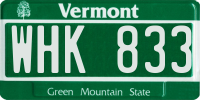VT license plate WHK833