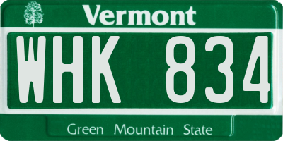 VT license plate WHK834
