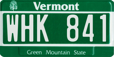VT license plate WHK841
