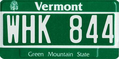 VT license plate WHK844