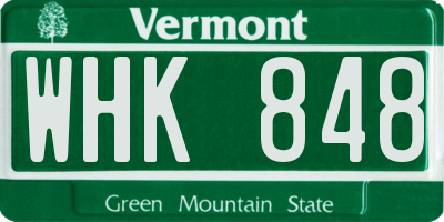 VT license plate WHK848
