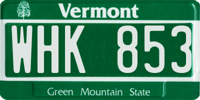 VT license plate WHK853