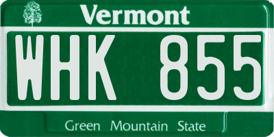 VT license plate WHK855