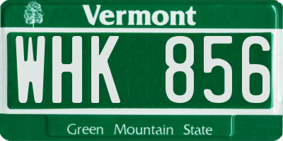 VT license plate WHK856