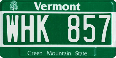 VT license plate WHK857