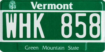 VT license plate WHK858