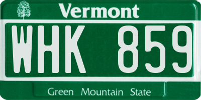 VT license plate WHK859