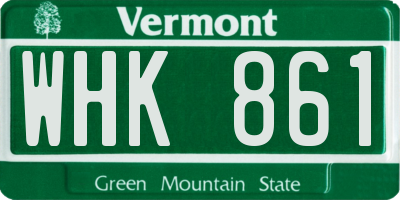 VT license plate WHK861