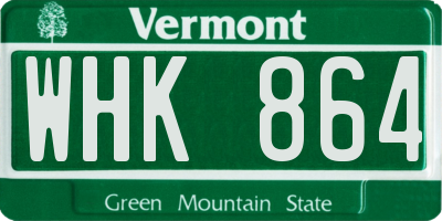 VT license plate WHK864
