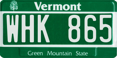 VT license plate WHK865