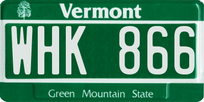 VT license plate WHK866