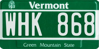 VT license plate WHK868