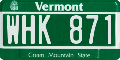 VT license plate WHK871