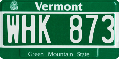 VT license plate WHK873