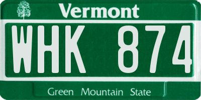 VT license plate WHK874