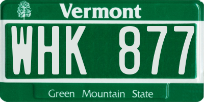 VT license plate WHK877