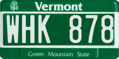 VT license plate WHK878