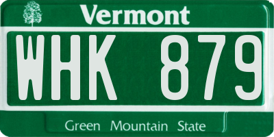 VT license plate WHK879