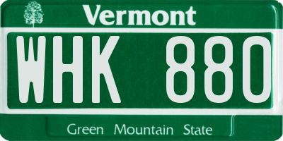 VT license plate WHK880