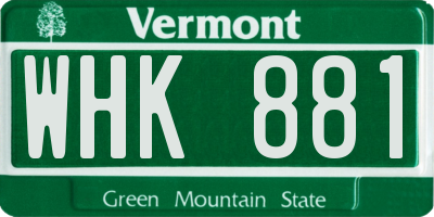 VT license plate WHK881