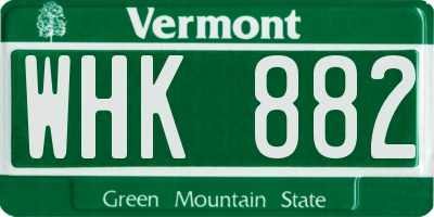 VT license plate WHK882