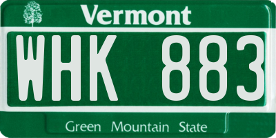 VT license plate WHK883