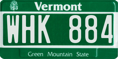 VT license plate WHK884