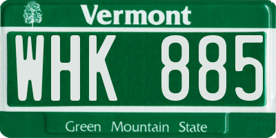 VT license plate WHK885