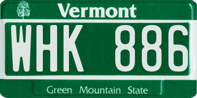 VT license plate WHK886