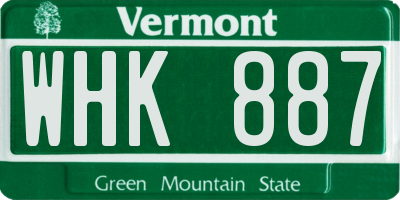 VT license plate WHK887