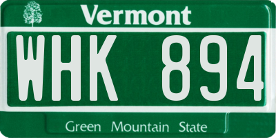 VT license plate WHK894