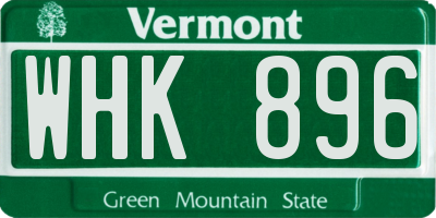VT license plate WHK896