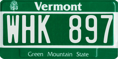 VT license plate WHK897