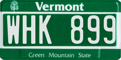 VT license plate WHK899