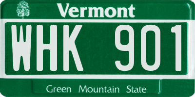 VT license plate WHK901
