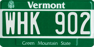 VT license plate WHK902