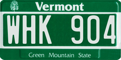 VT license plate WHK904