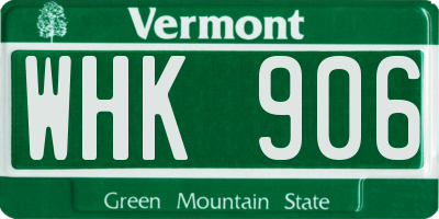 VT license plate WHK906